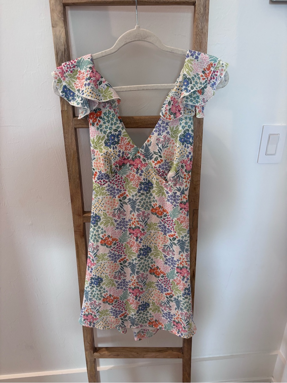 Altar'd State Floral Wrap Midi Dress - Pink, Blue, Green, Orange, Cream